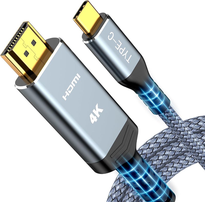 Highwings USB C to HDMI Cable 6.6FT(4K@60Hz), High Speed Type C to HDMI 2.0 Cord, [Thunderbolt 3/4 Compatible] with iPhone 16 Pro/15 Pro/Max, MacBook Pro/Air 2023, iPad Pro, Surface Book 2 - Image 1